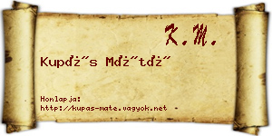 Kupás Máté névjegykártya